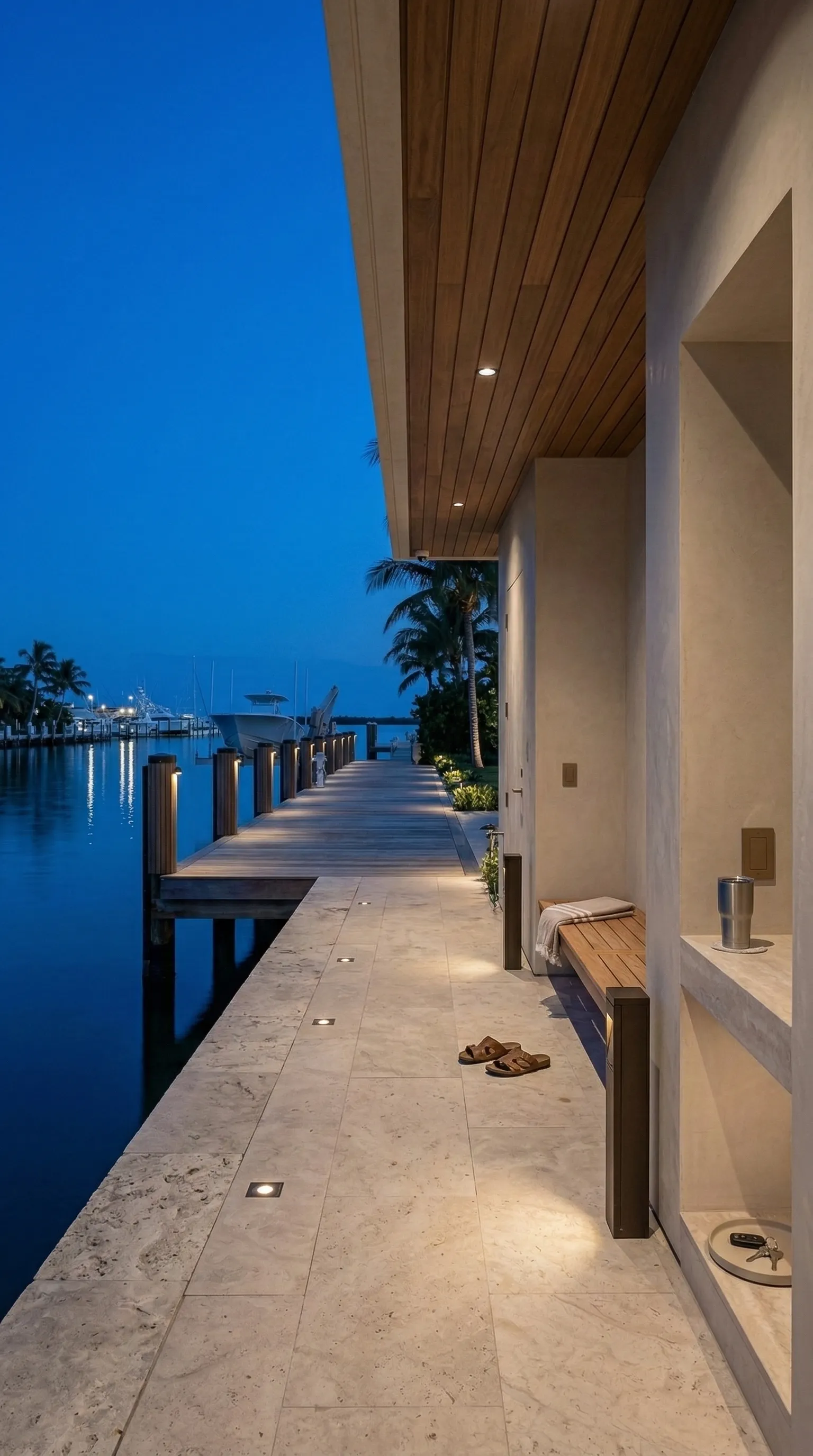 Waterfront-ready execution: dock + exterior systems designed for marine exposure